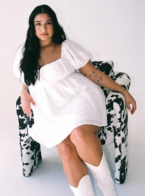 Let's Dance Mini Dress White Curve Fitted waist