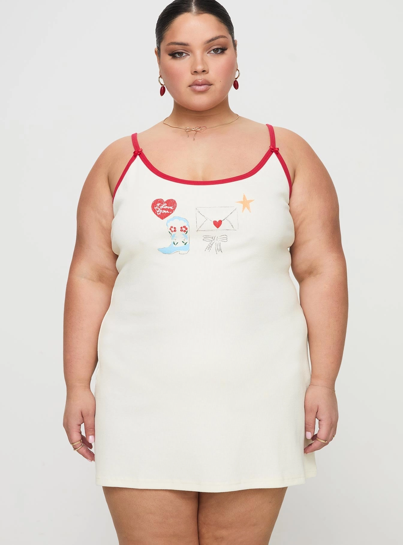 Letters Of Love Rib Sleep Mini Dress Multi Curve Comfy Wear Tulle Air