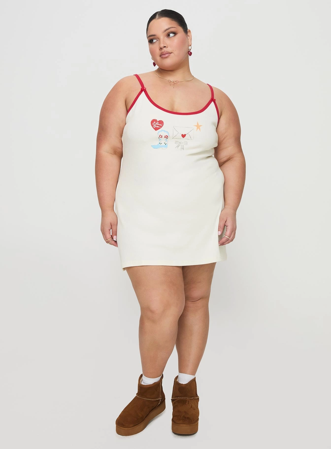 Letters Of Love Rib Sleep Mini Dress Multi Curve Urban Look