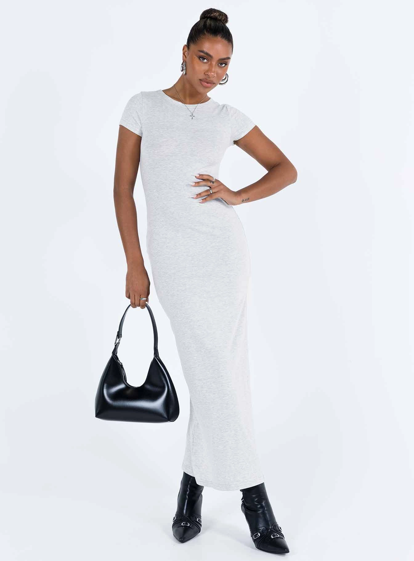 Back-Zip Lex Maxi Dress Grey