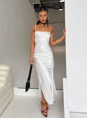 Versatile Design Stud-Detail Leyana Midi Dress White