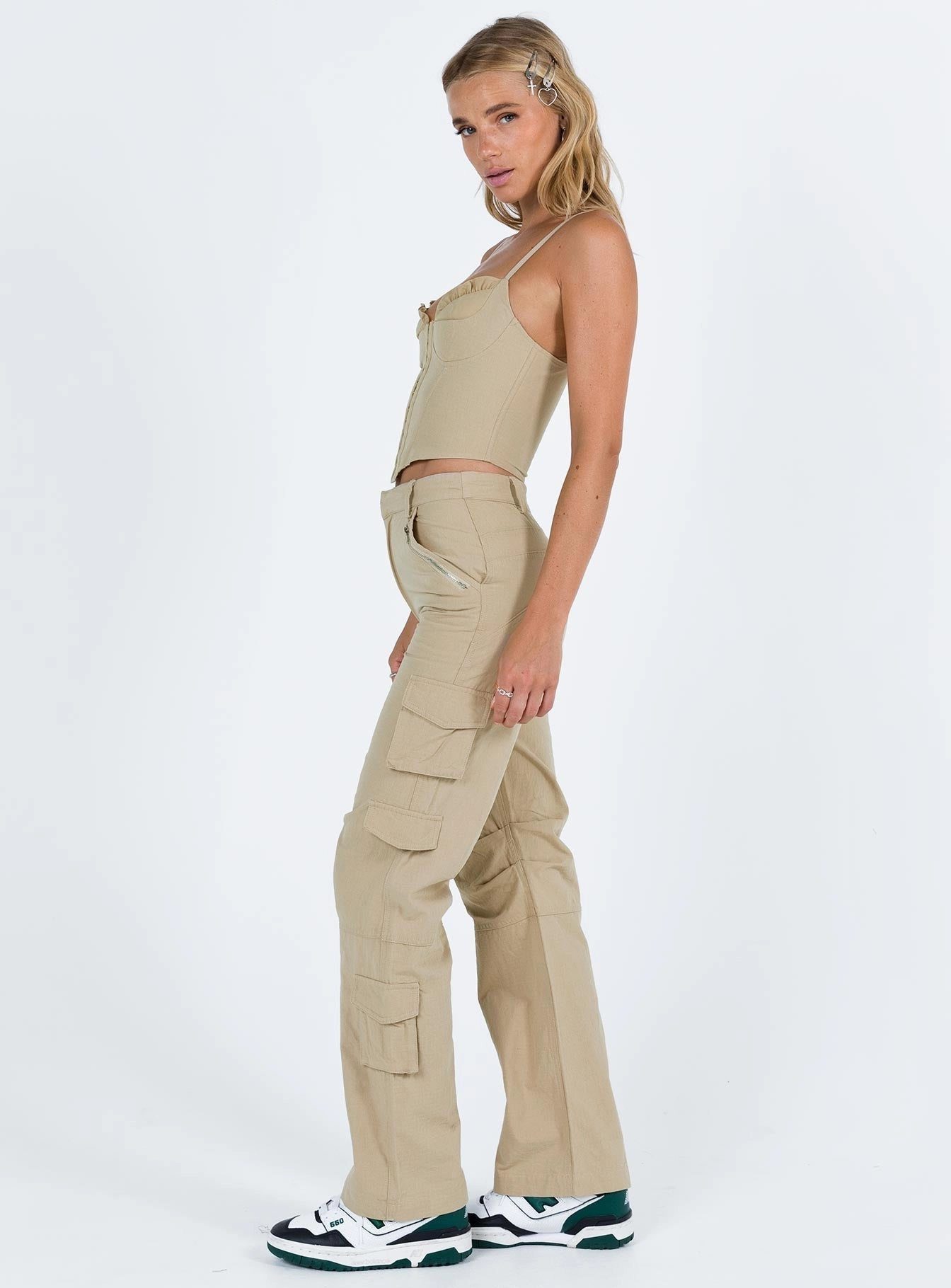 Libbie Pants Taupe soft fit Stretch Waist