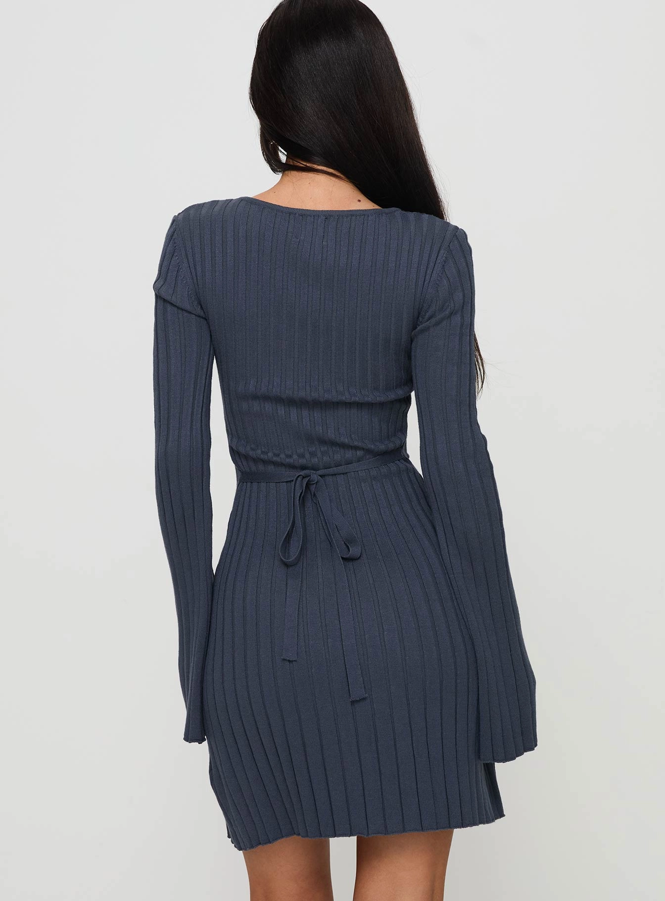 Liberte Ribbed Long Sleeve Mini Dress Charcoal Premium Material Fresh Tones