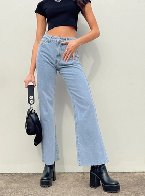 Hallstatt Wide Leg Denim Jeans Clean Fit Flex Knit Waist Panel
