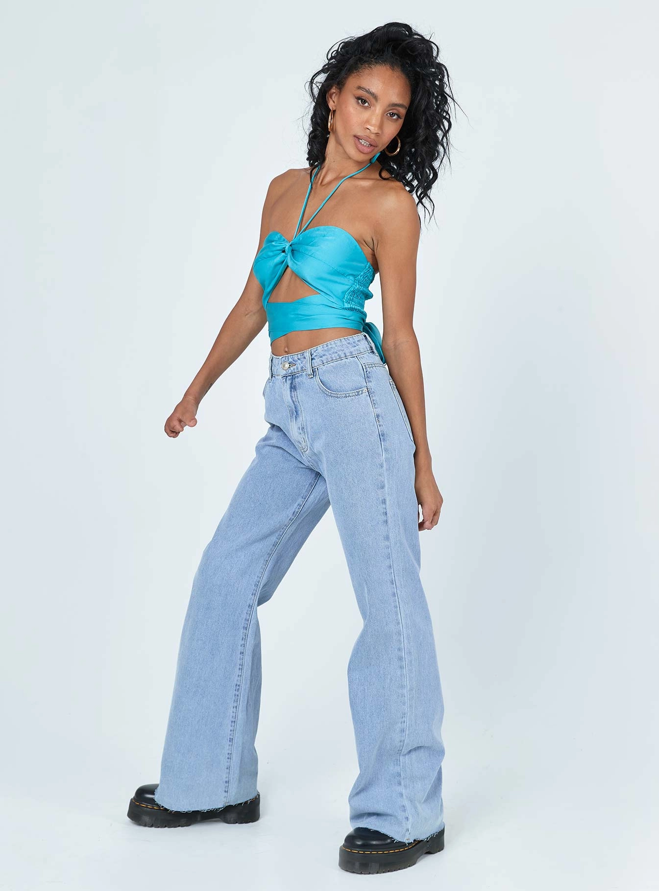 Hallstatt Wide Leg Denim Jeans Party Look Sunny Vibes Couple Look All Body Fit