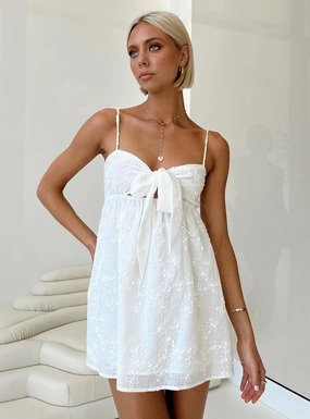 Granno Mini Dress White Clean Lines Pose Glow