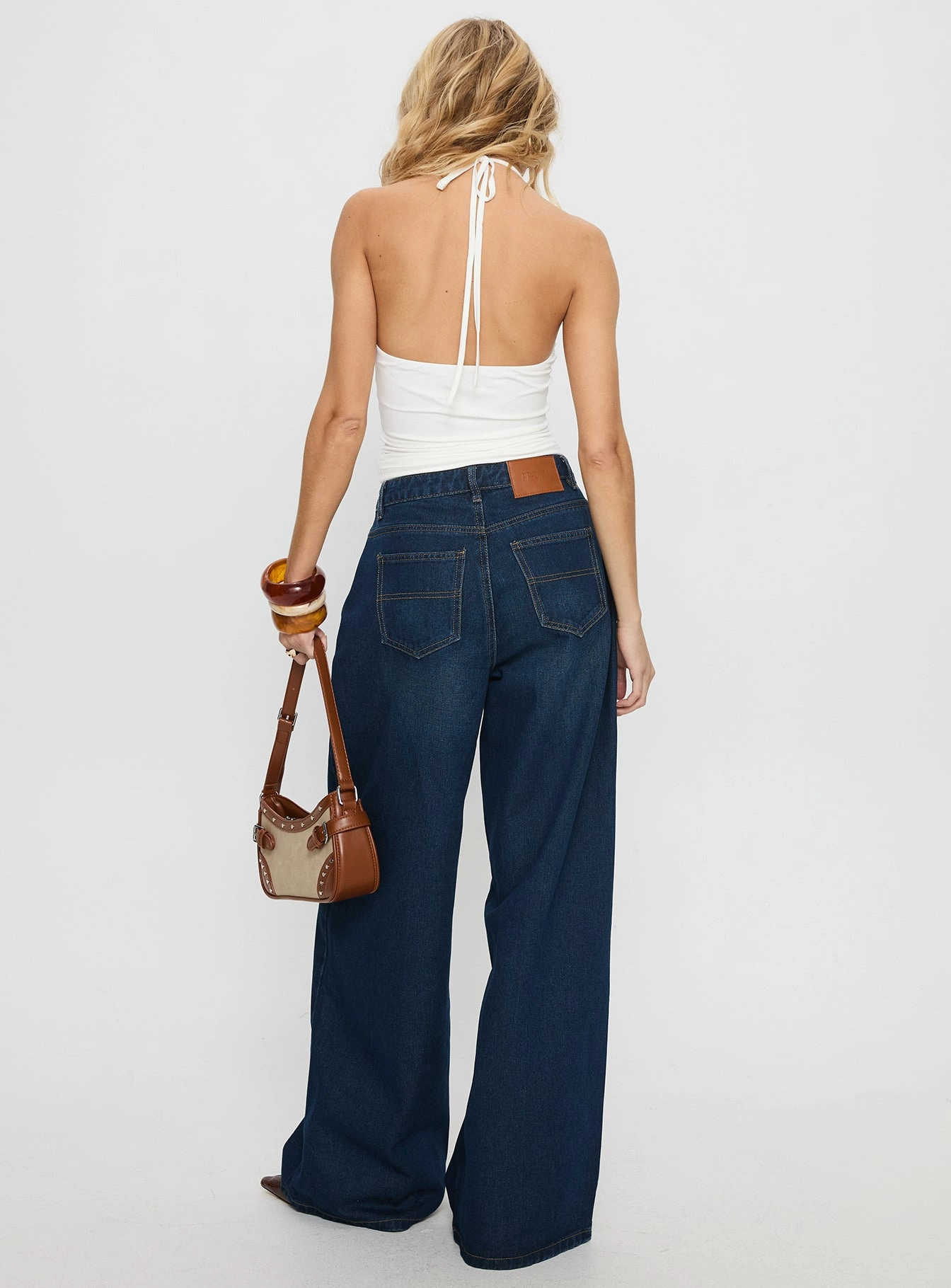 Naylor Mid Rise Wide Leg Jeans Mid Blue Denim Petite Waterless Wash Technology Comfortable Outfit
