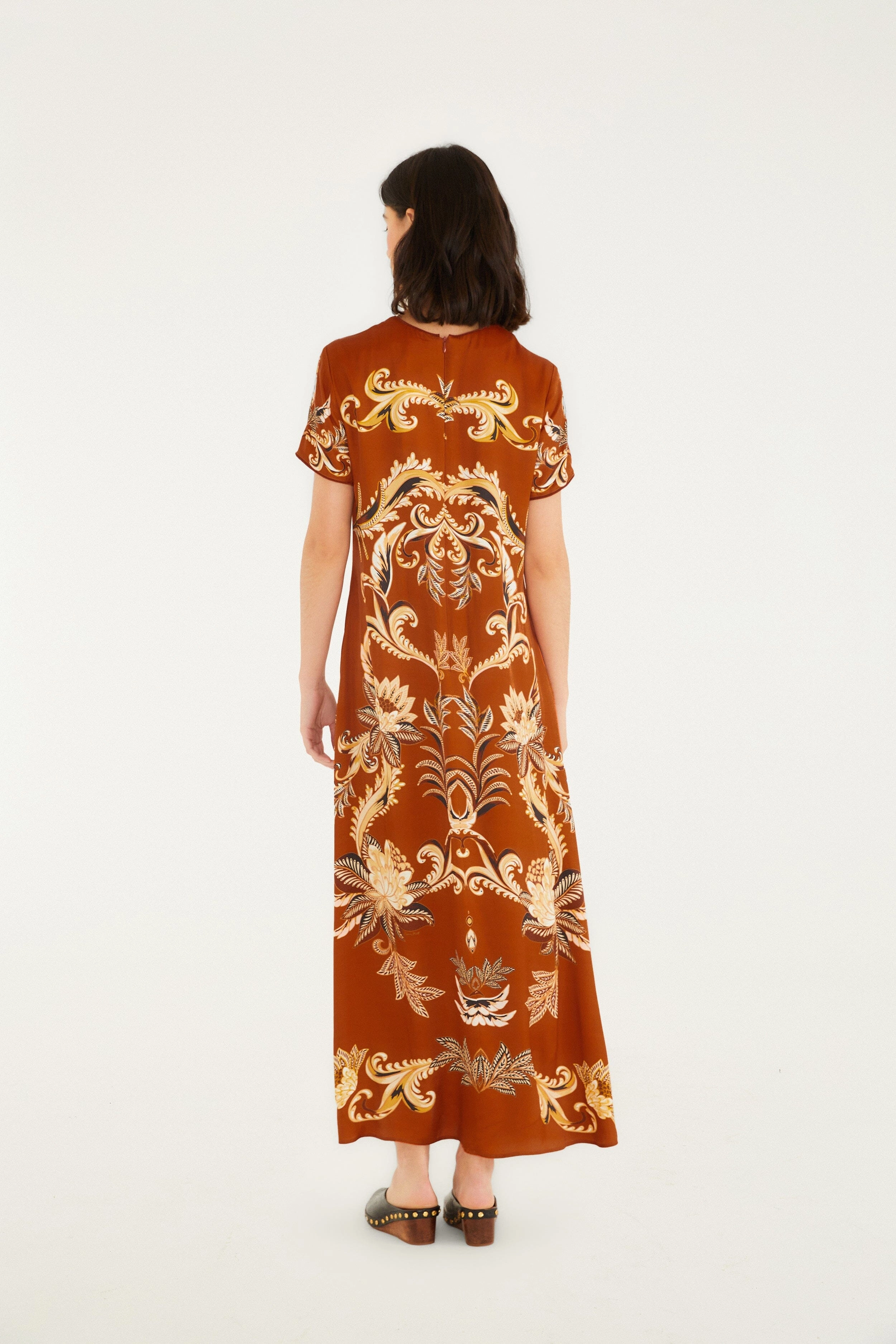 Layered Fit Matte Look Light tone Orange Arabesque Paradise Lenzing? Ecovero? Viscose Maxi Dress