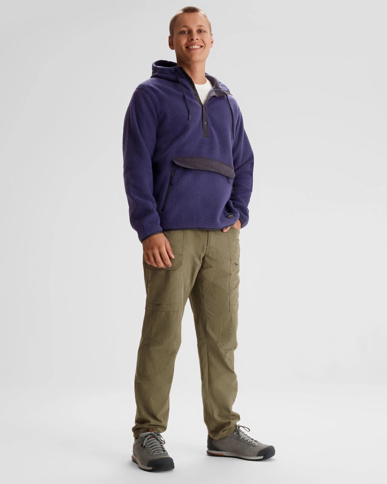 Flexible Design Comfy Style Men's Co-Z High Pile Hooded Pullover  - Dark Horizon