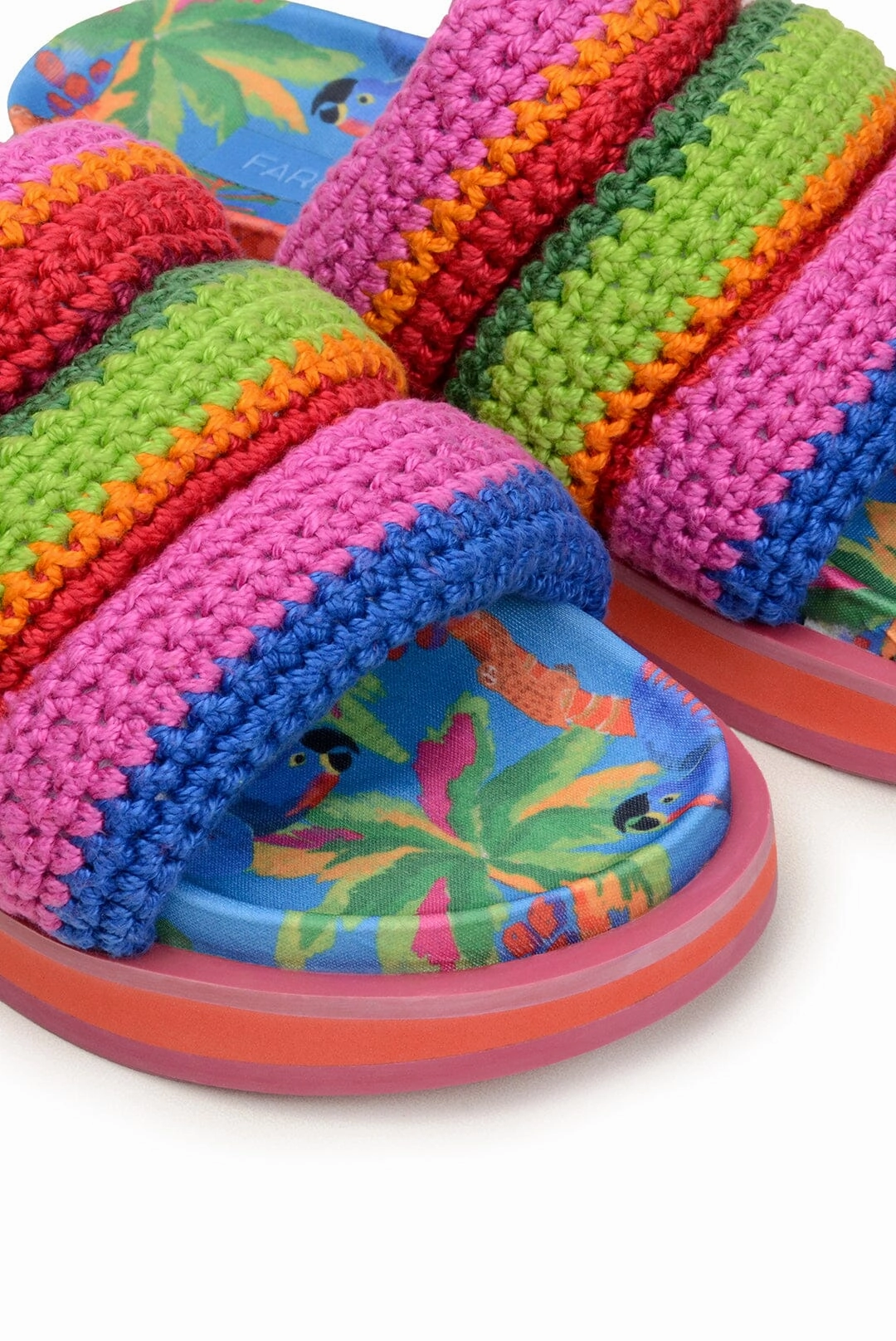 Slip Off ethnic touch Blue Macaw Crochet Anatomic Slide Sandal