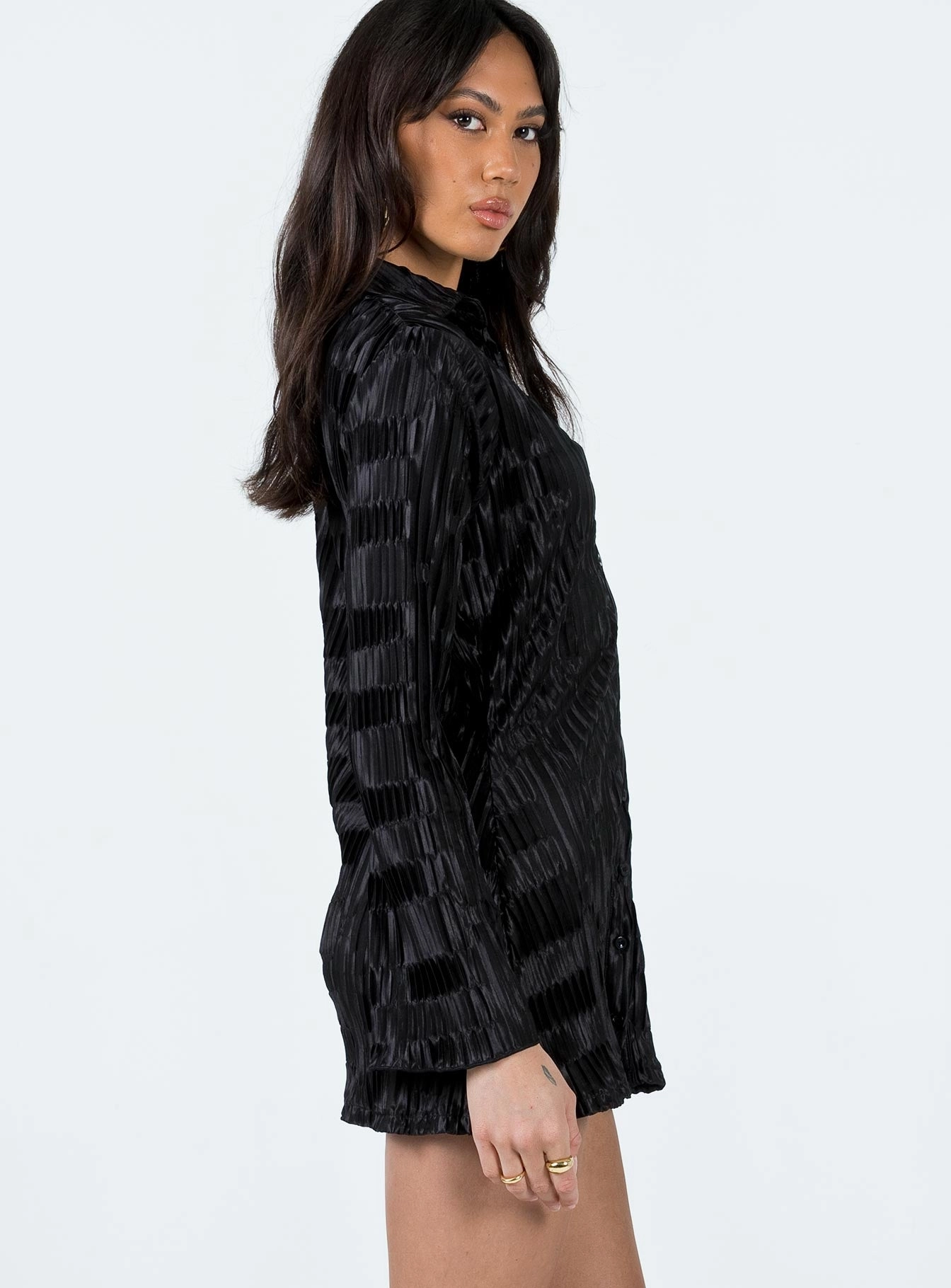Lila Shirt Dress Black Sleek Comfort