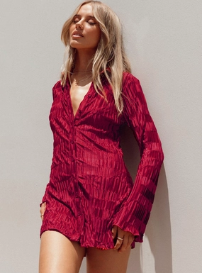 Lila Shirt Dress Burgundy NoiseFreeFabric Bright Mood