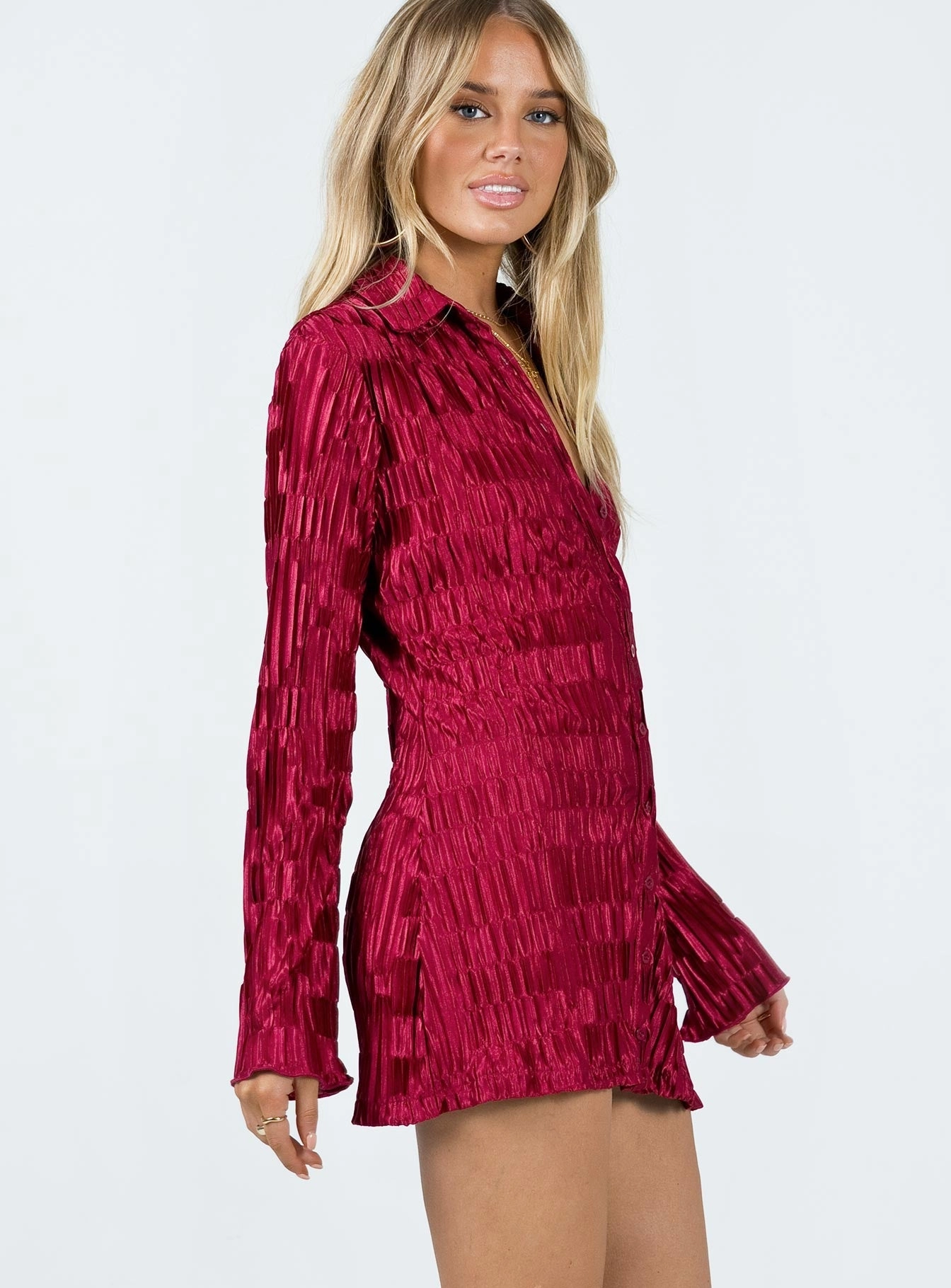 Comfy and Relaxed Lila Shirt Dress Burgundy