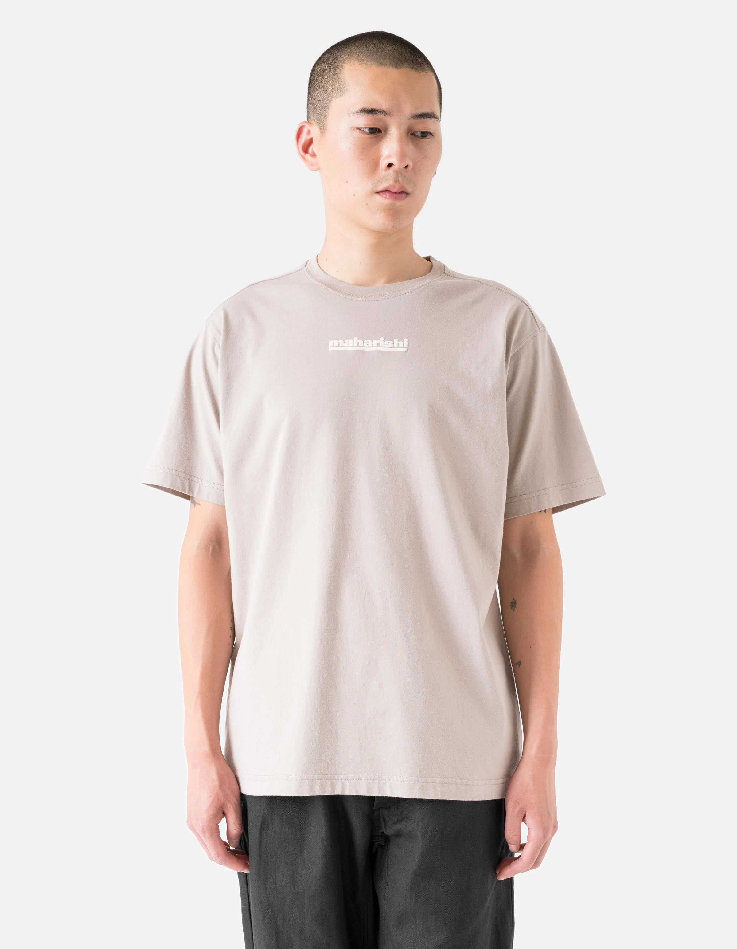 1582 Maha-Paizhi Sashiko S/S T-Shirt Taupe VintageWash Minimal Style Trend