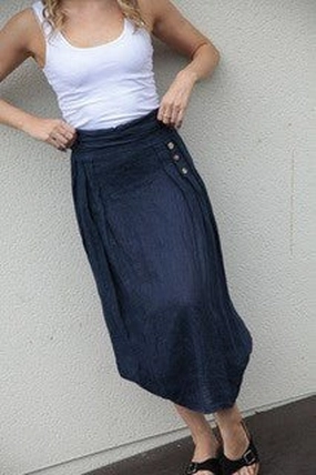 Lina Linen Tie Skirt Navy Creative Fashion
