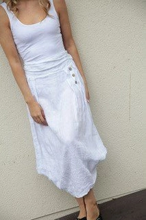 Lina Linen Tie Skirt White Relaxed Vibes Senior Style