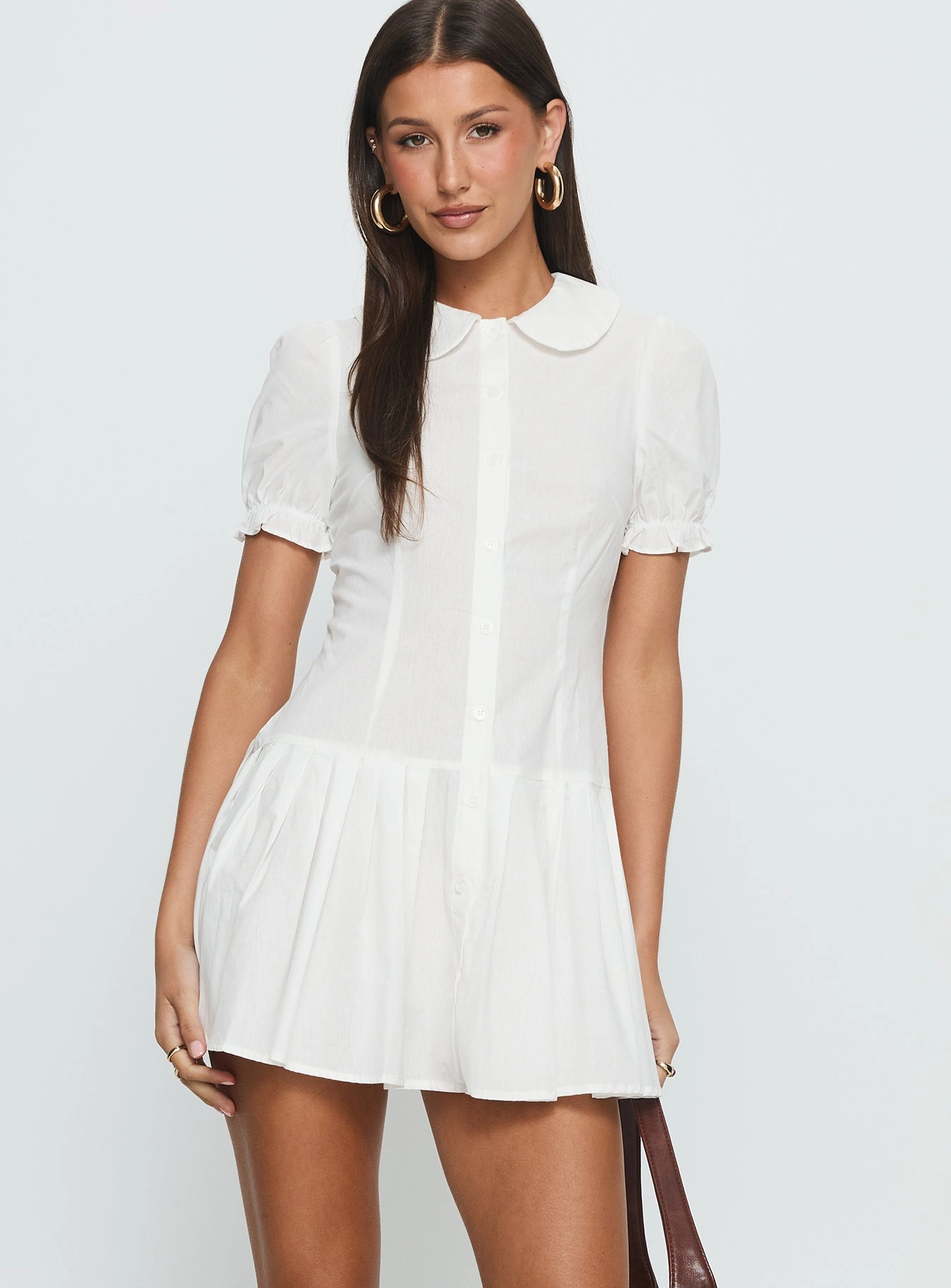 Lisette Pleat Mini Dress White Chic Motion