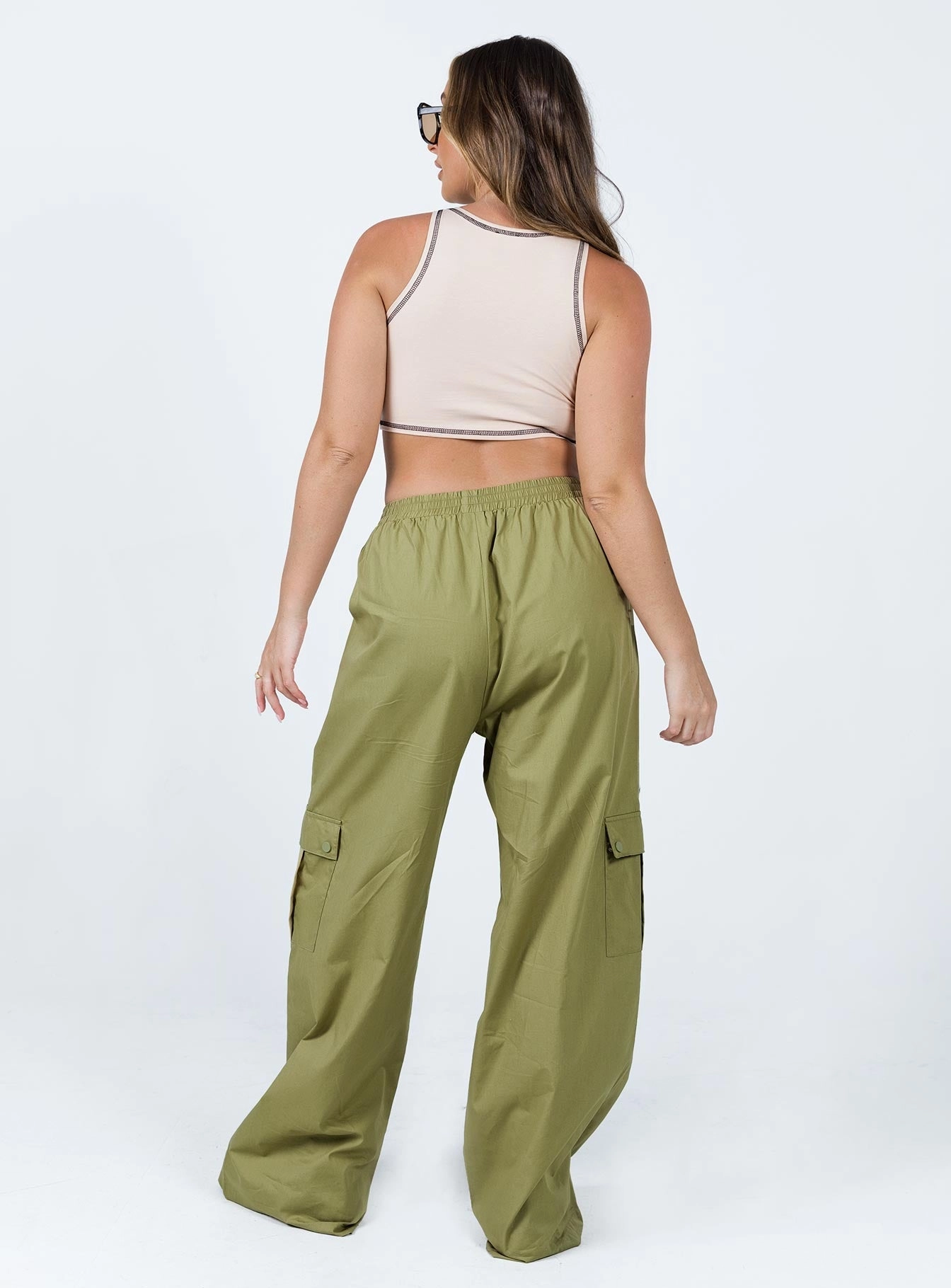 Lista Elastic Pocket Pants Green Adjustable Closure Move Friendly