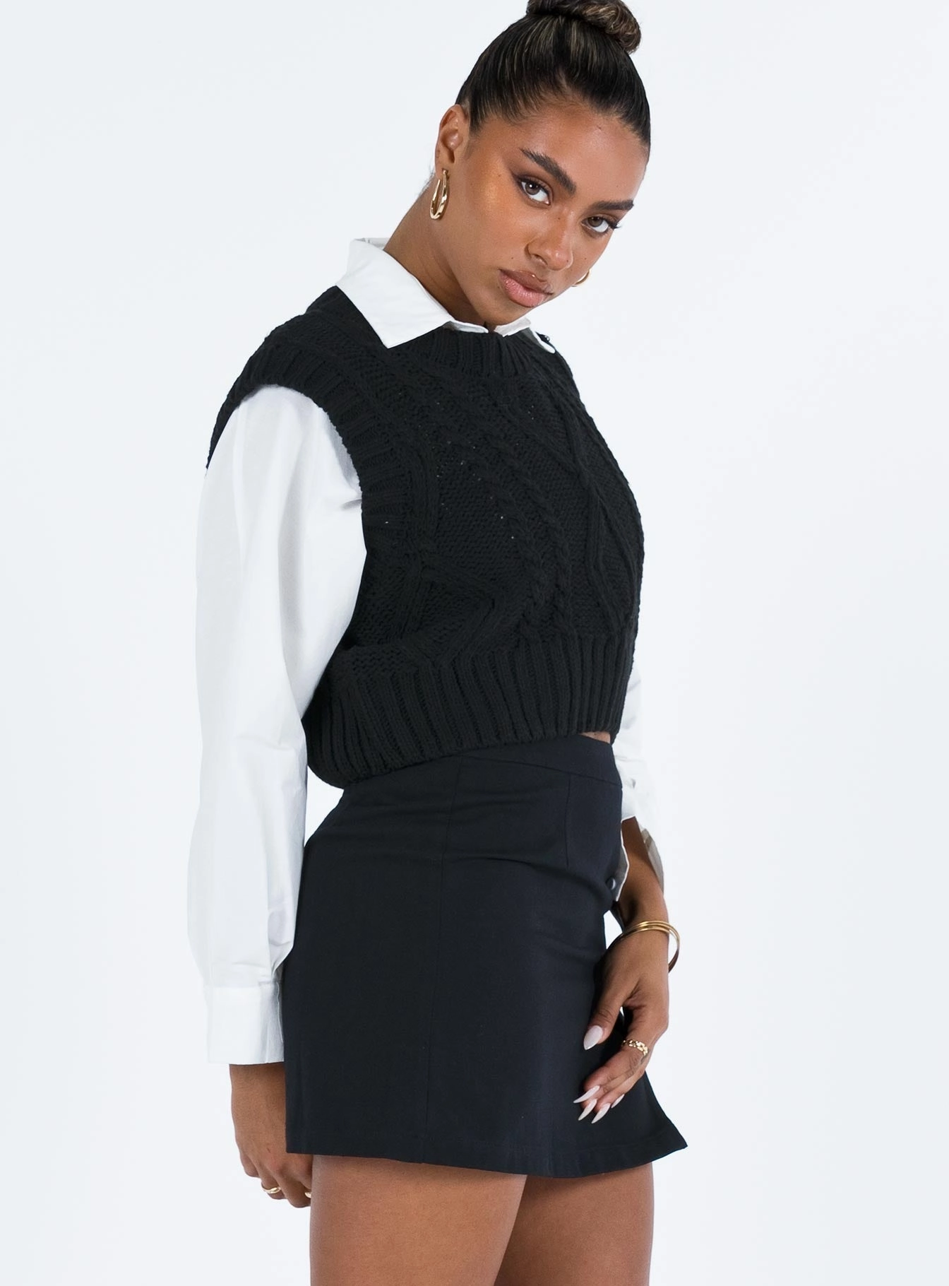 Signature Line Innovative Fabric Lolita Mini Skirt Black