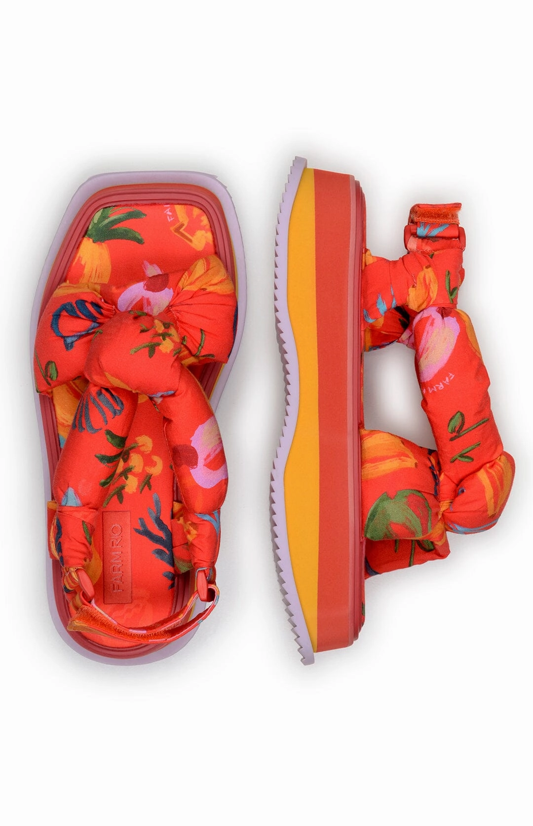 Tropical Mood Chic Mode Red Fruit Scarf Flatform Sandal