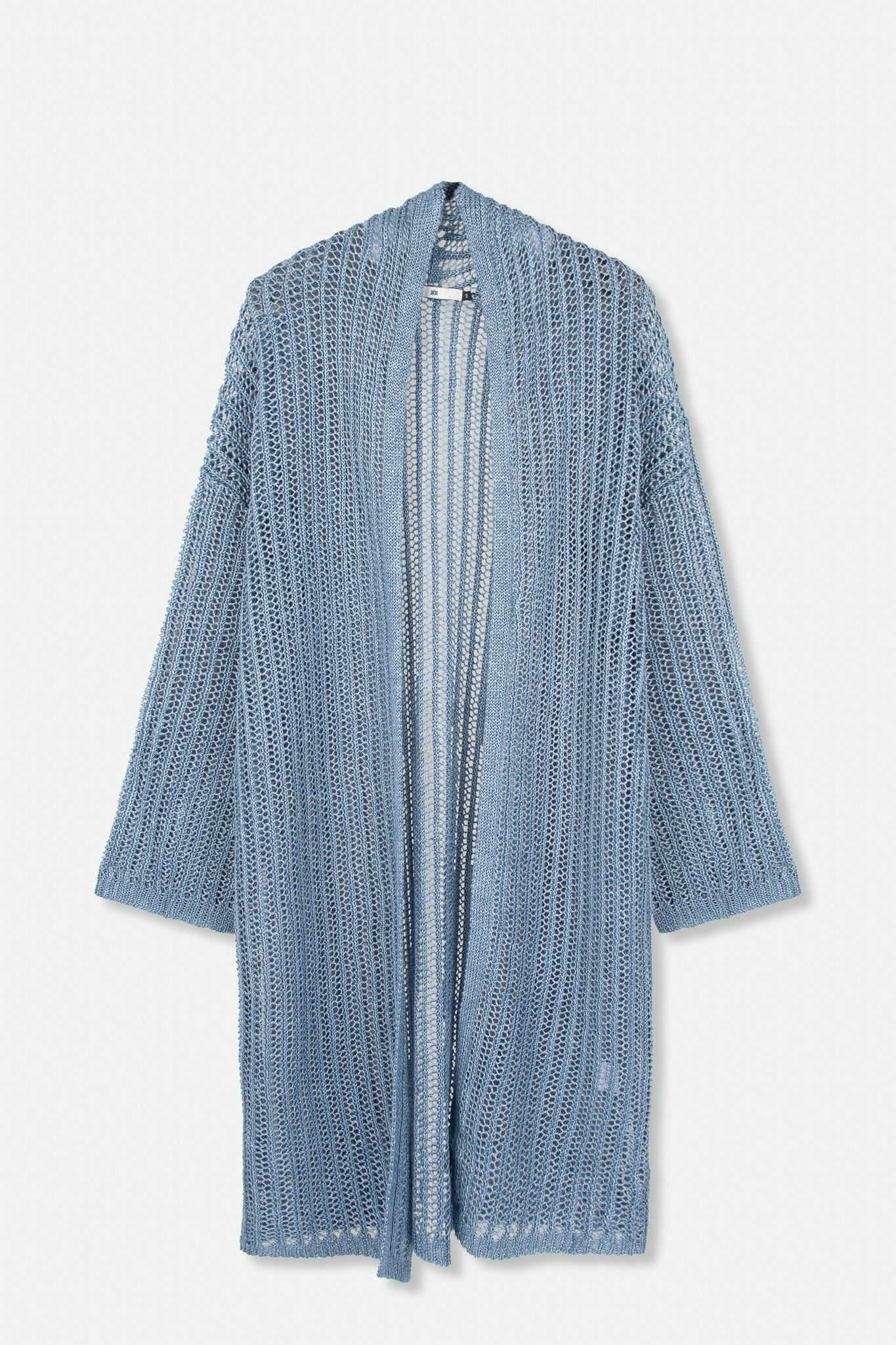 LONG LINE CARDIGAN IN OPEN ITALIAN LINEN KNIT Sophisticated Layers Seasonal Layer