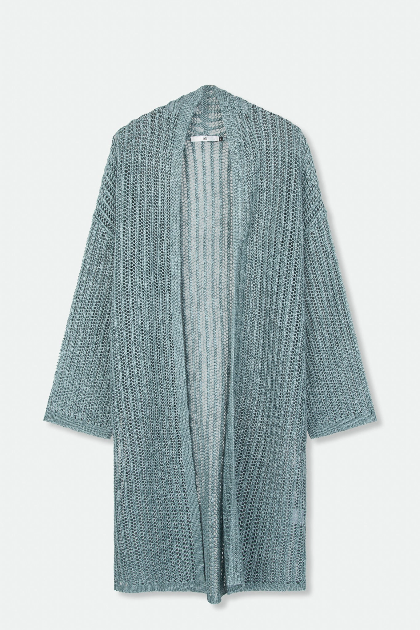LONG LINE CARDIGAN IN OPEN ITALIAN LINEN KNIT Warm Winter Wear Sporty Look