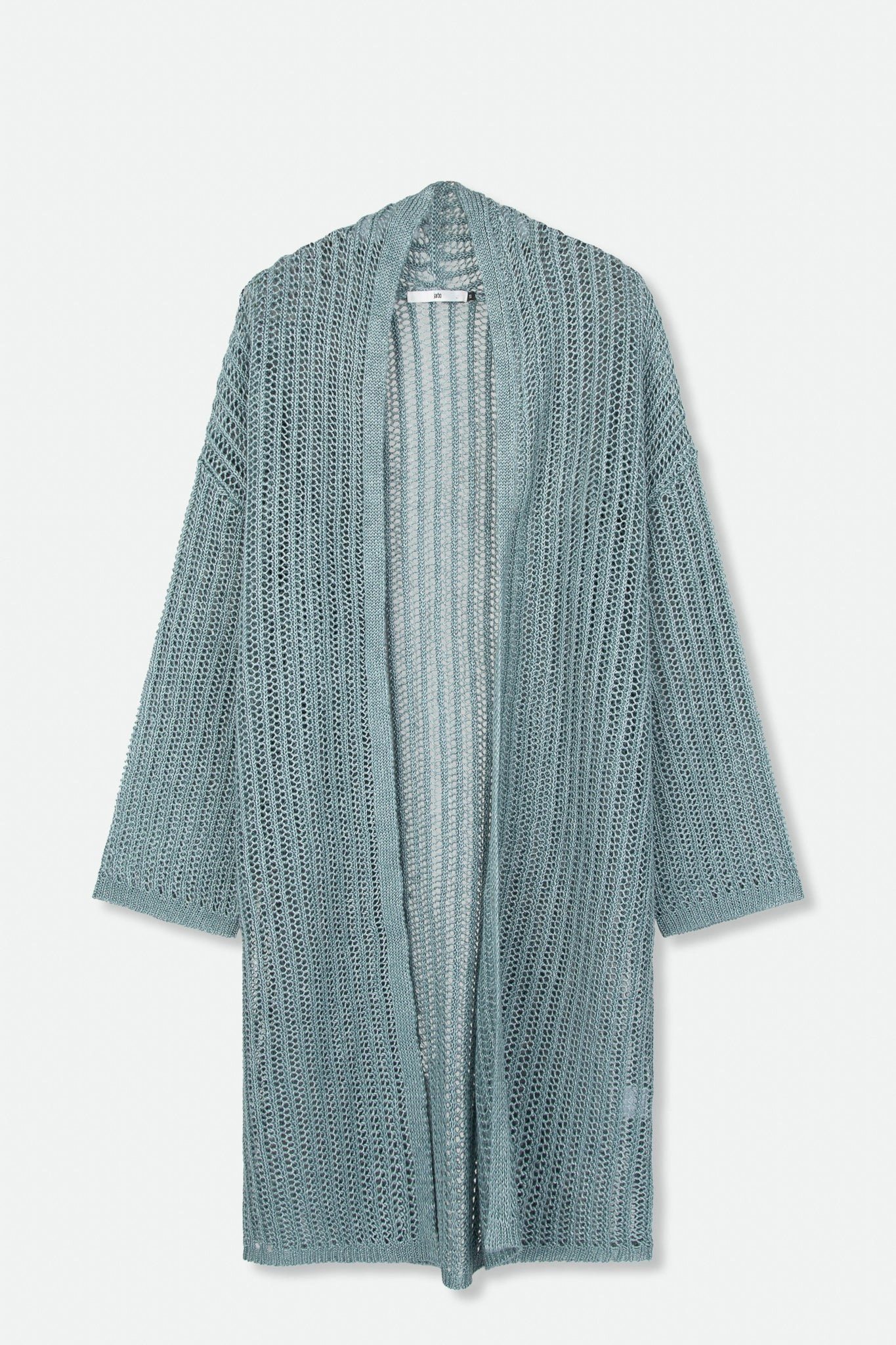 casual knitwear LONG LINE CARDIGAN IN OPEN ITALIAN LINEN KNIT