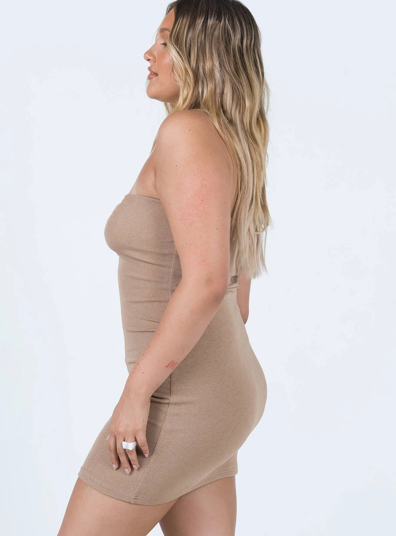 Charm Strapless Mini Dress Brown Simple Elegance