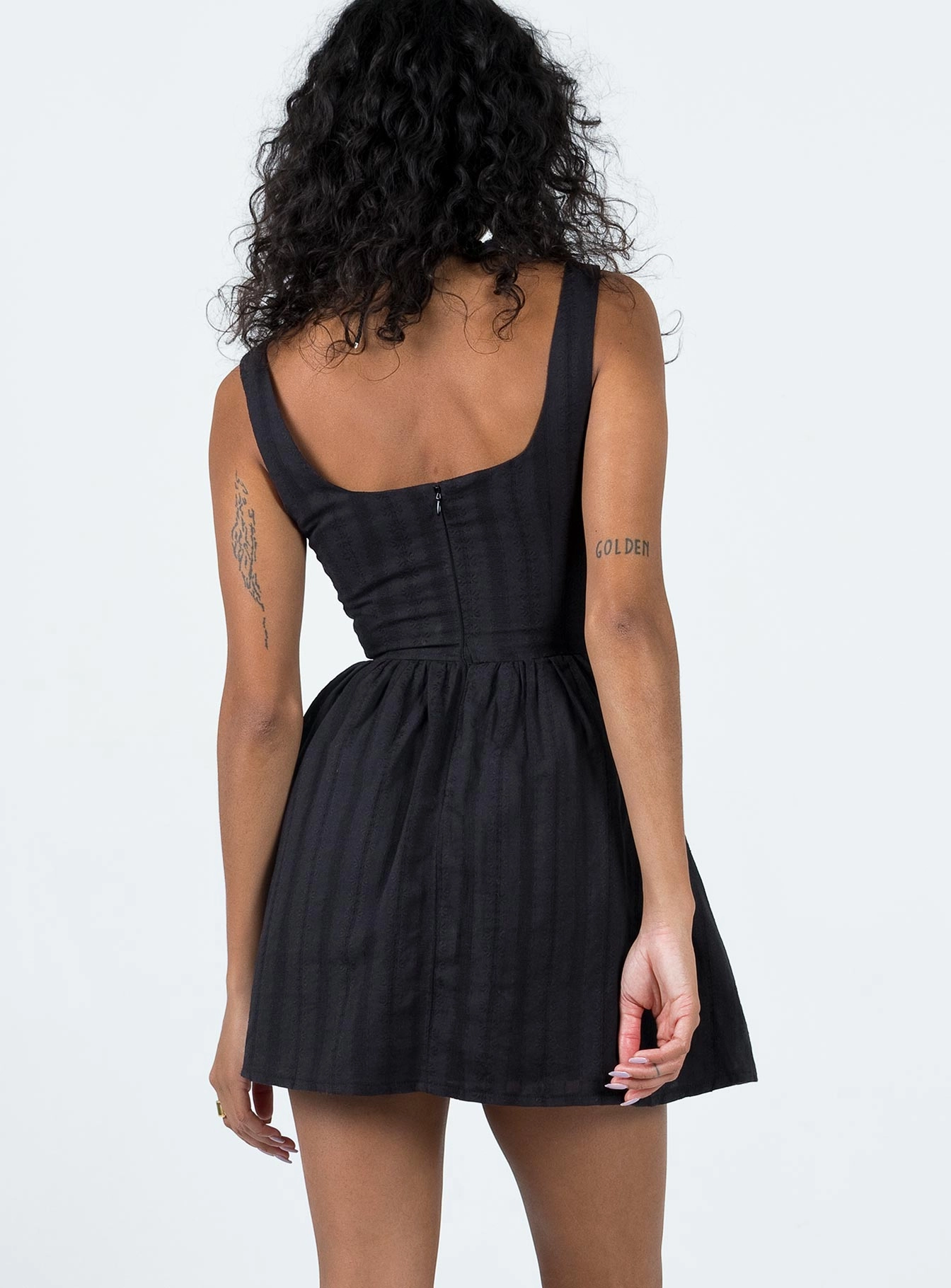 Lorinda Mini Dress Black Cozy Drape Casual Pick