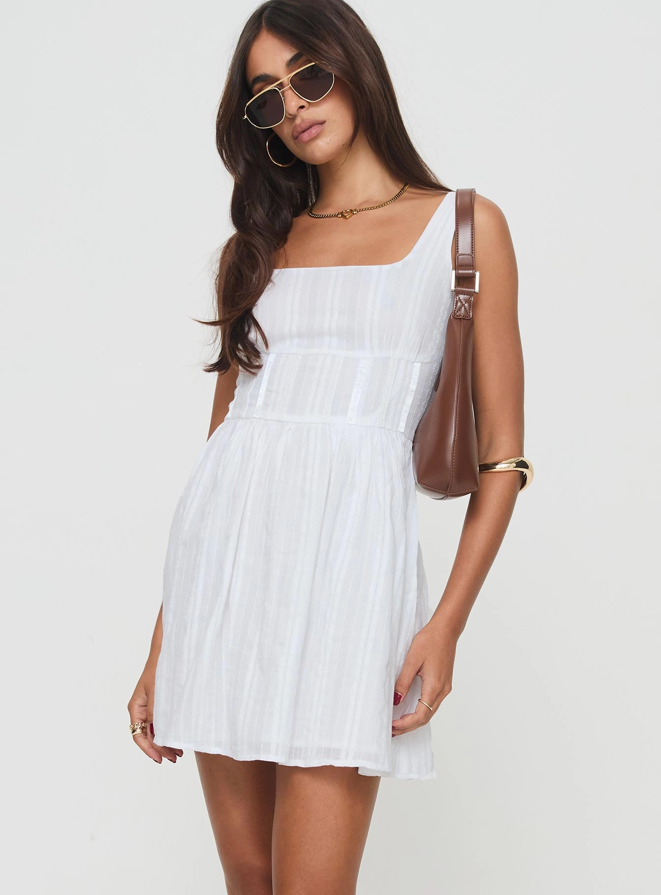 Satin Glow Lorinda Mini Dress White Low Impact