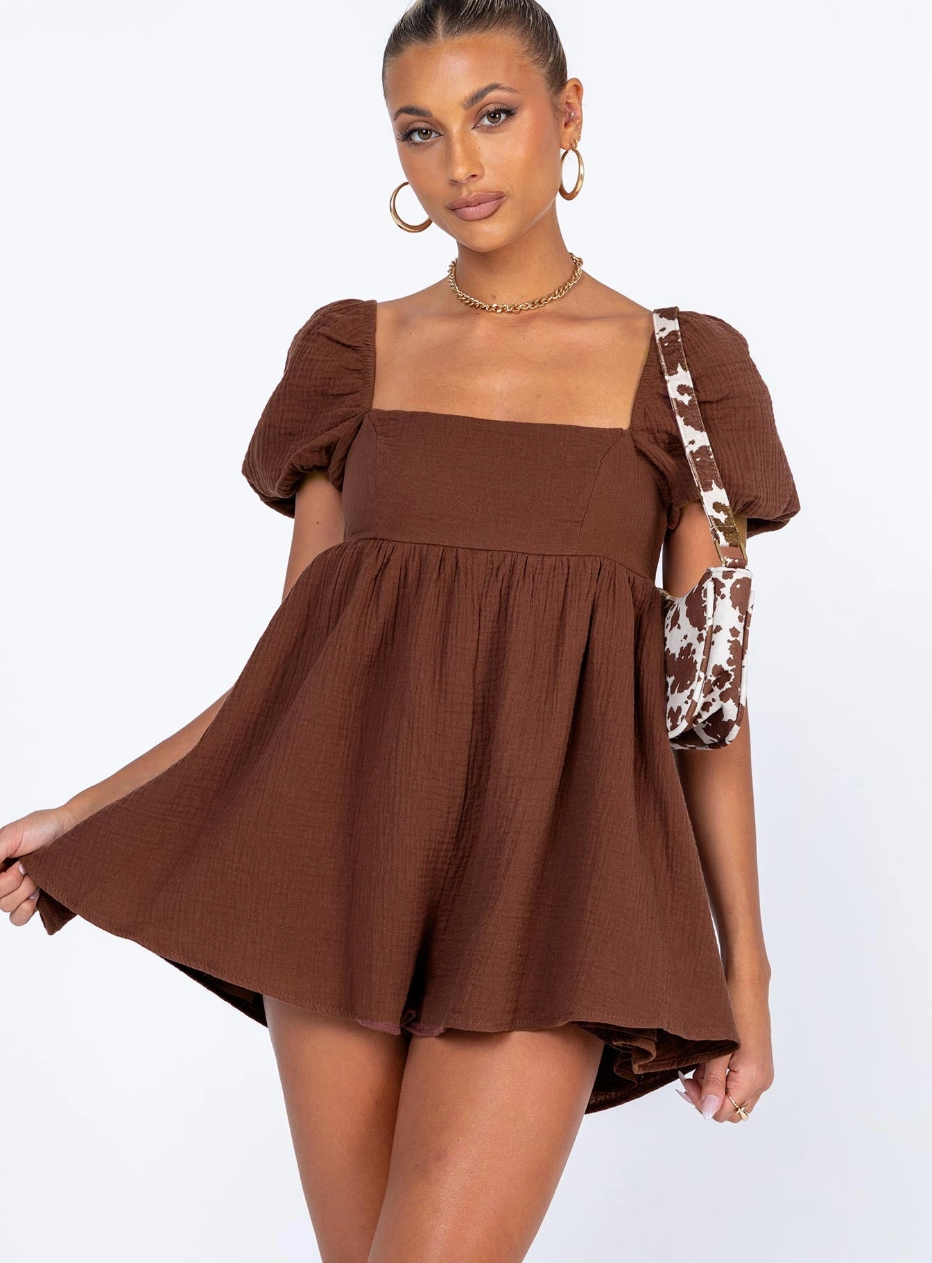 Lorna Playsuit Brown Satin Finish