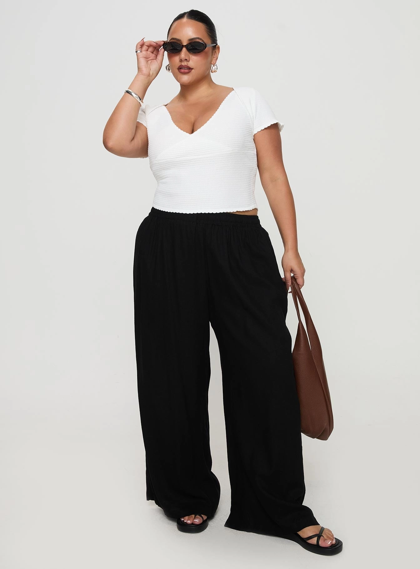 Fashion Layer Louis Linen Blend Pants Black Curve
