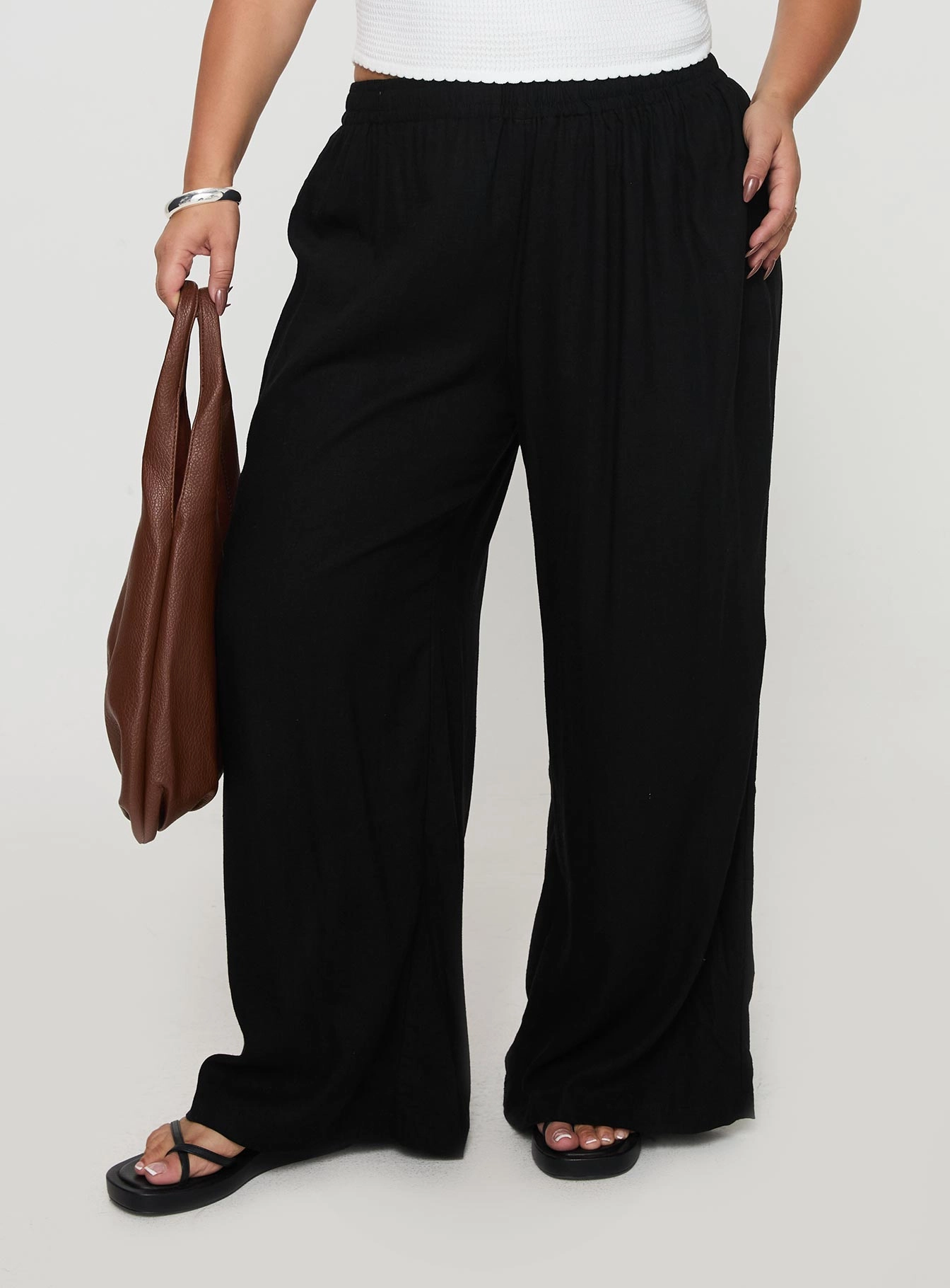 Outdoor Essentials Louis Linen Blend Pants Black Curve