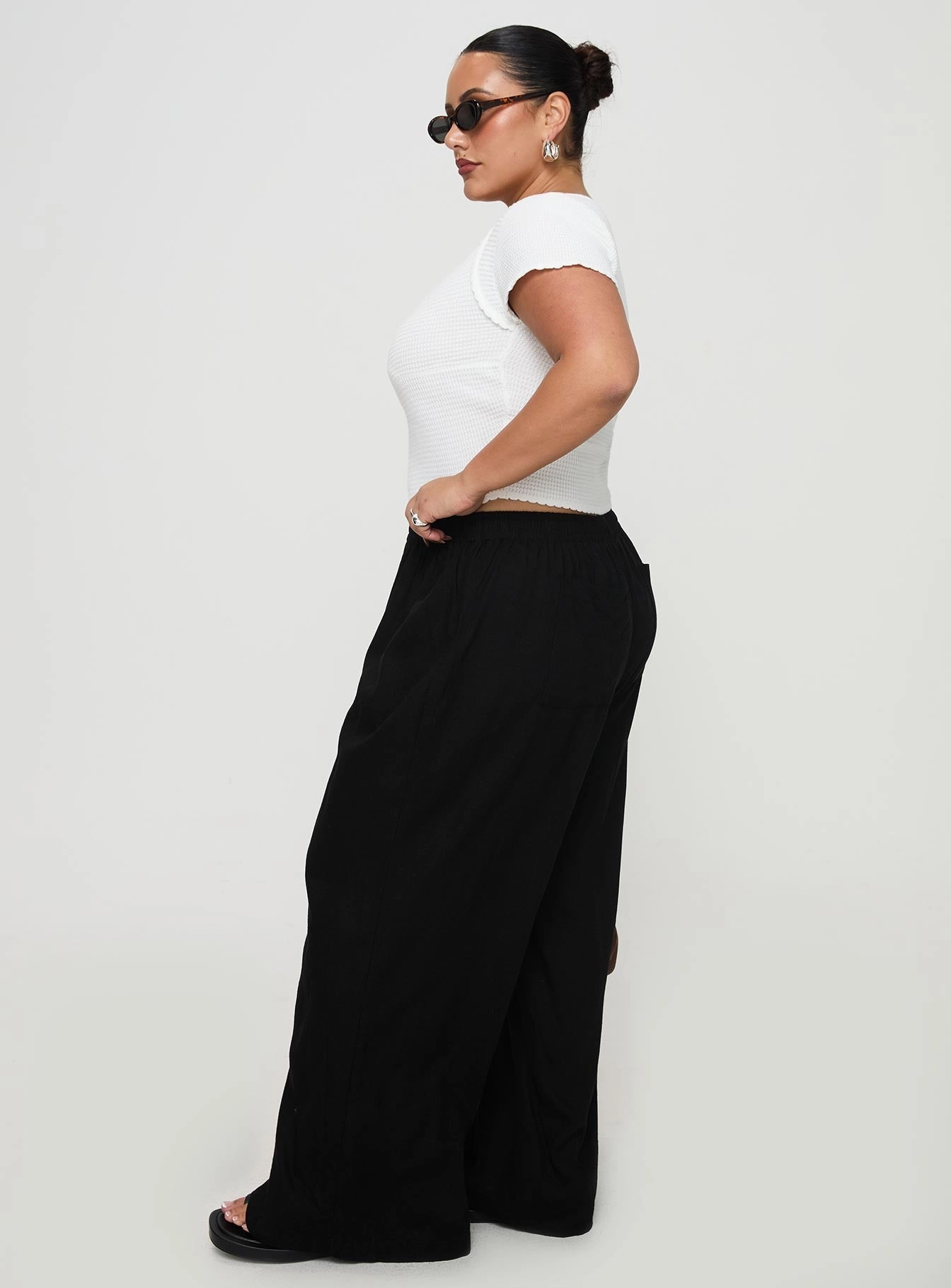 Louis Linen Blend Pants Black Curve Sporty Stretch Fit