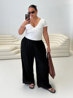 Recycled Polyester Louis Linen Blend Pants Black Curve