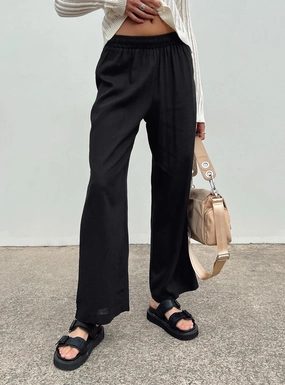 Compact Packability Louis Linen Blend Pants Black Lower Impact