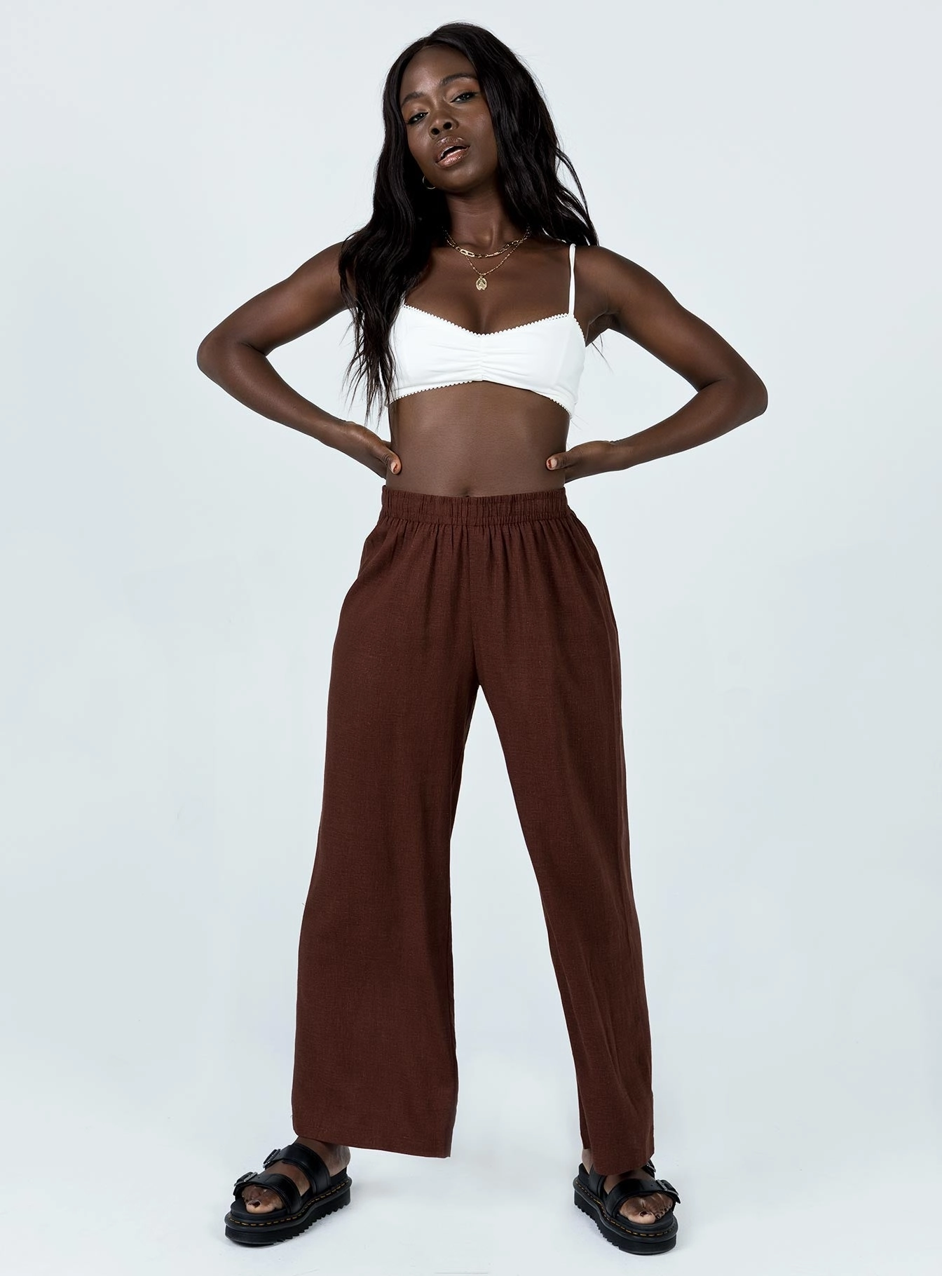 Freedom Fit Chic Design Louis Linen Blend Pants Brown