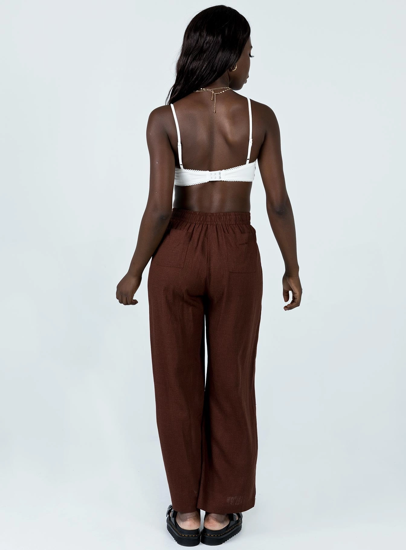 work mode Louis Linen Blend Pants Brown