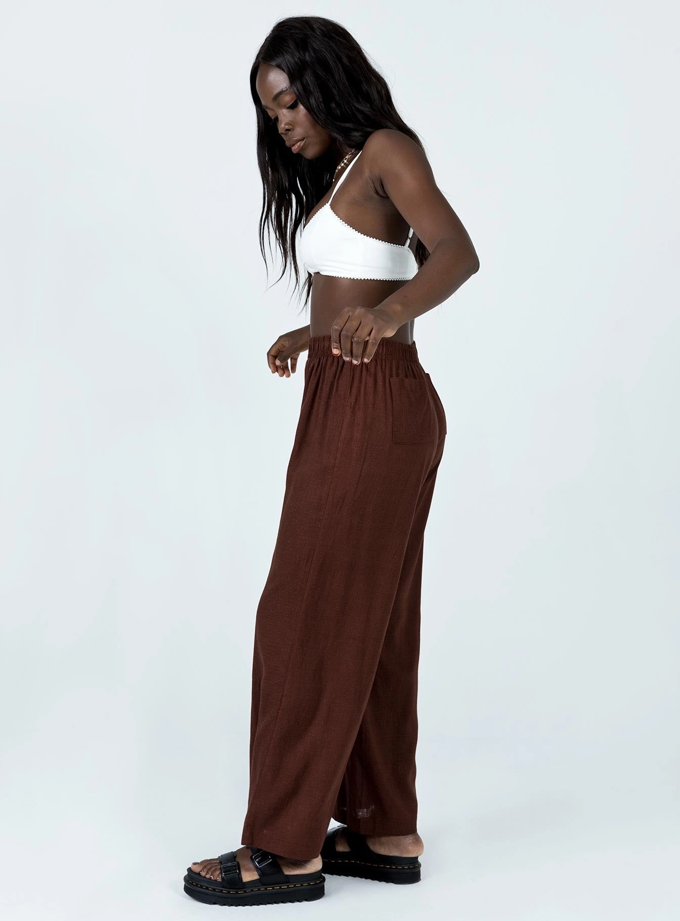 Louis Linen Blend Pants Brown Seamless construction Soft Lines