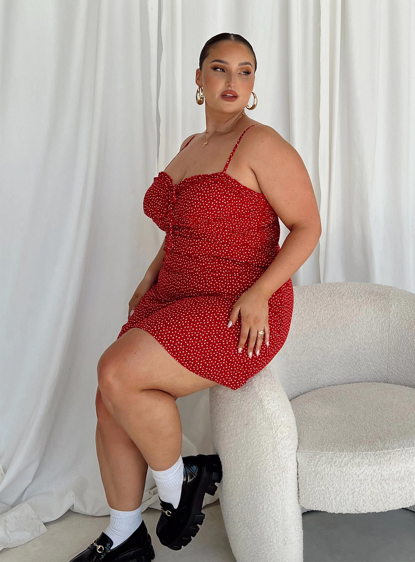Vibrant Tone Chill Lines Love Birds Mini Dress Red Curve