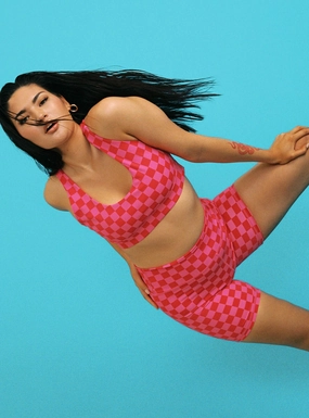 Recycled Polyester tie-dye look Love Game Bike Shorts Pink / Red