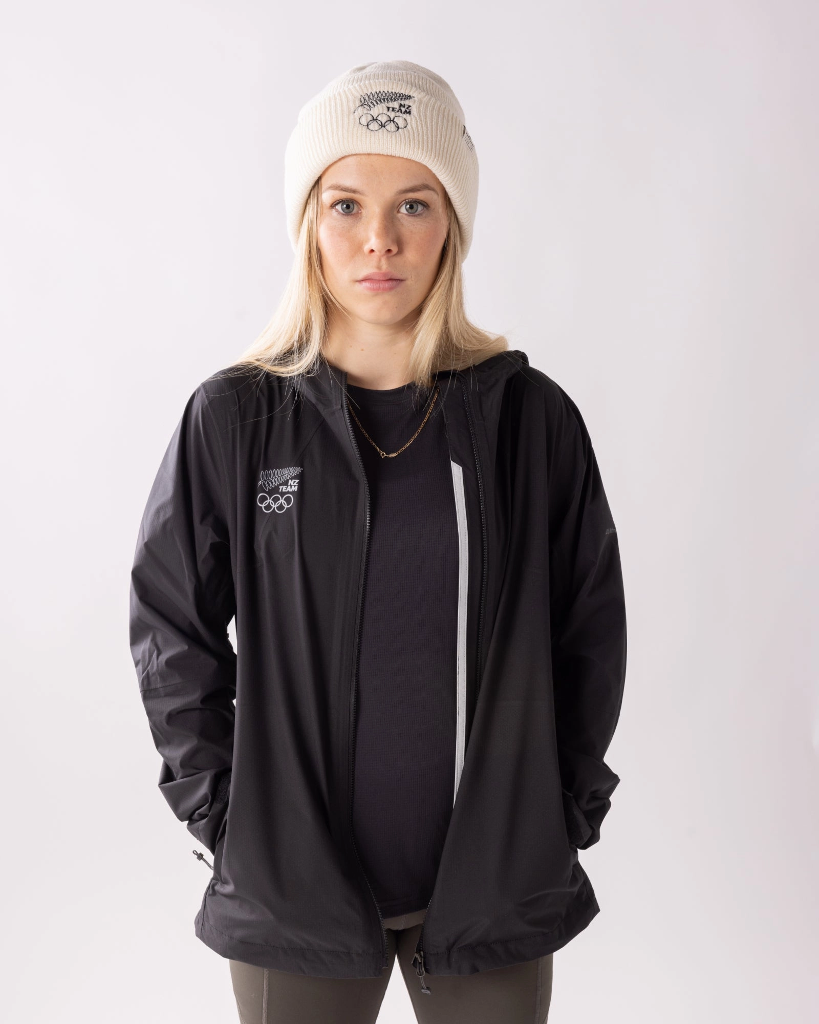 Women's Trailhead Stretch Rain Jacket - Black | New Zealand Team Supporters Collection Hard Cover Anti Pilling Surface Treatment