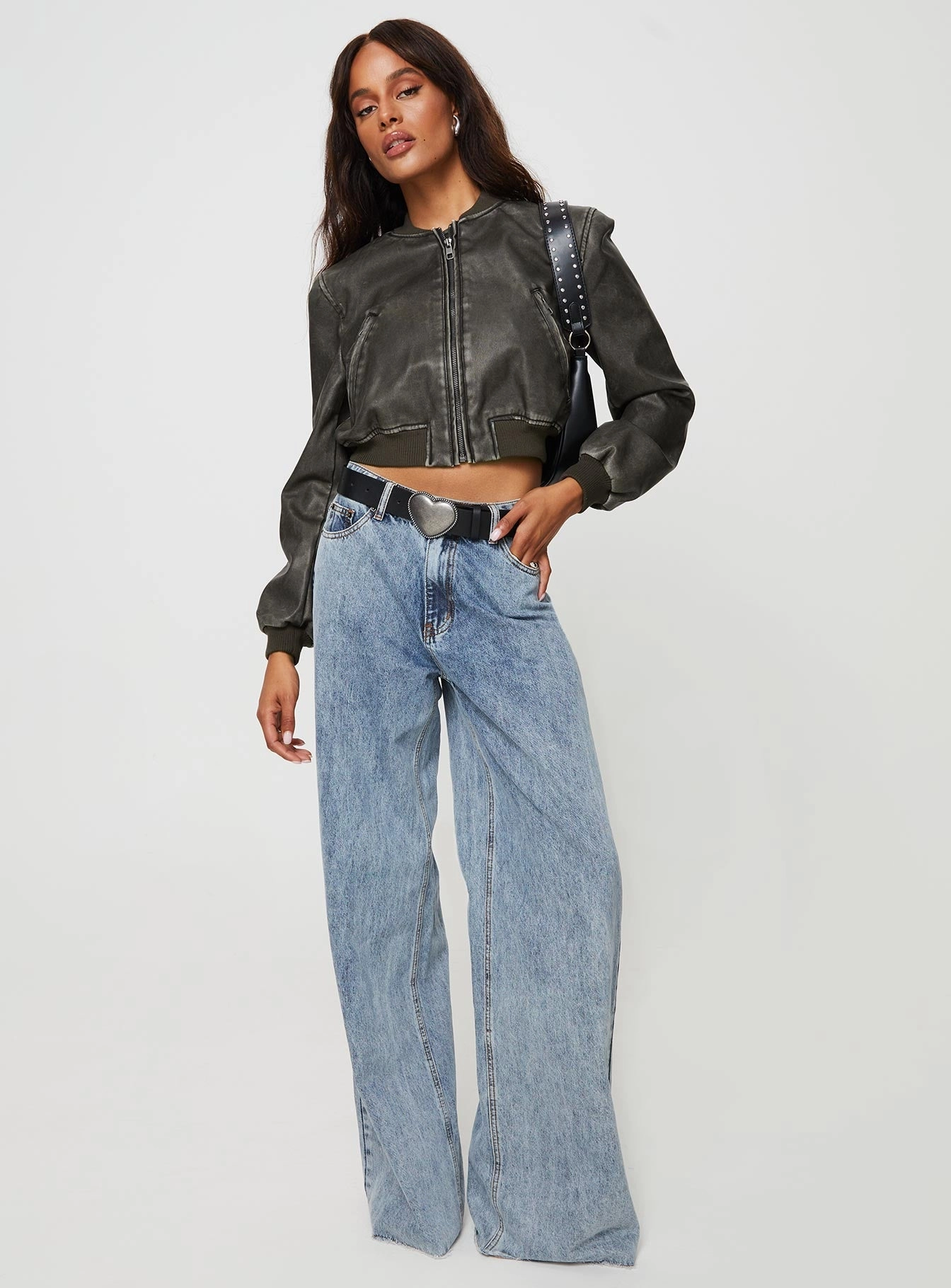 Reversible Dual Layer Bonded Edge Finish Allure Faux Leather Bomber Jacket Charcoal