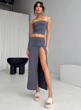 Lowell Maxi Skirt Grey Comfy Wear Young adult