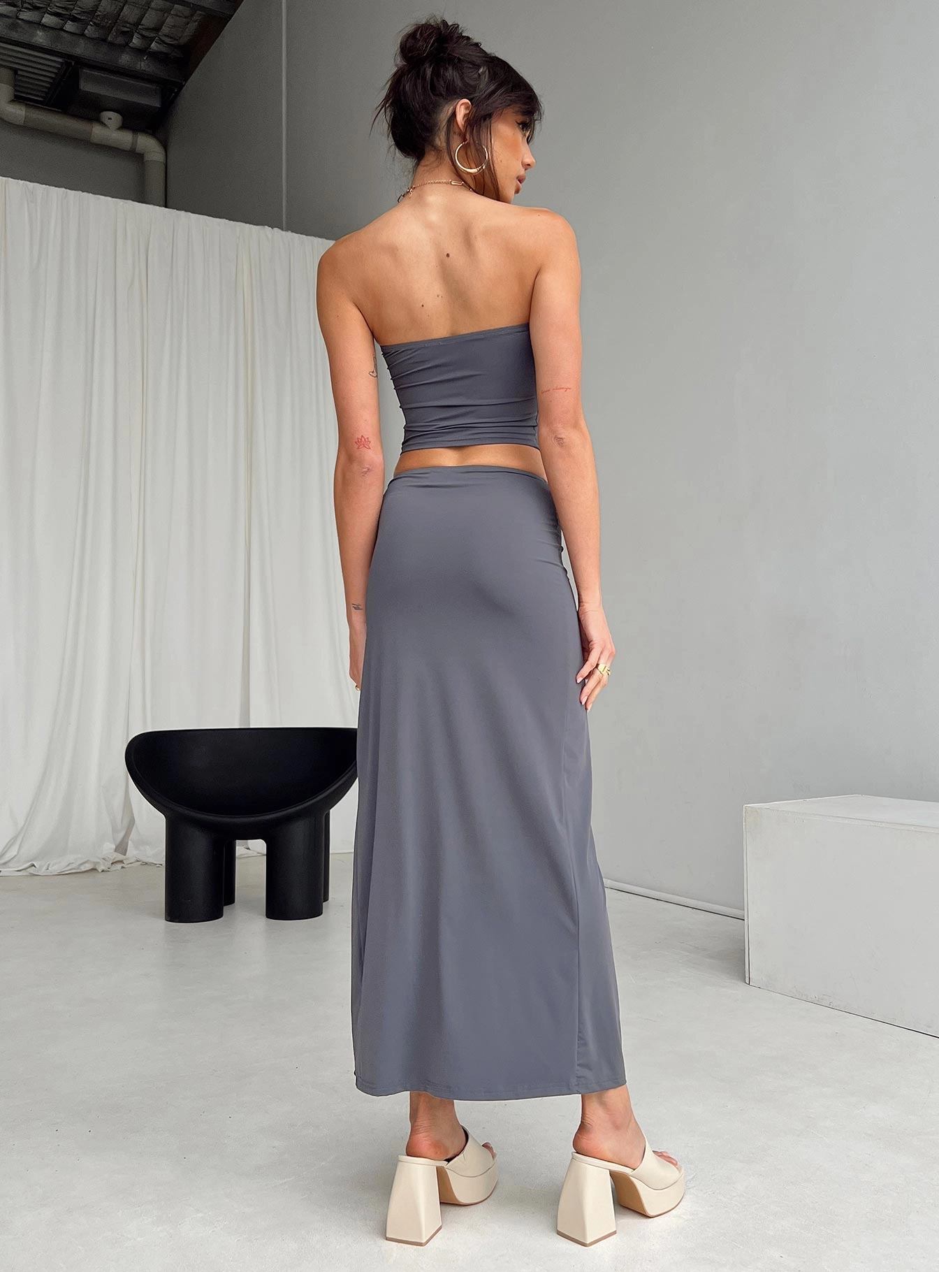 Lowell Maxi Skirt Grey Eco Friendly Dye