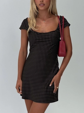 Church Proper Pop Texture Lucienna Polka Dot Mini Dress Black / White