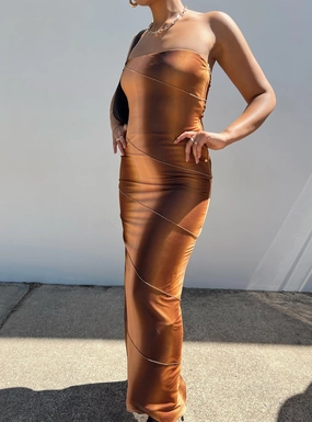 Bright Feel Luela Maxi Dress Brown