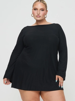 Lukea Long Sleeve Mini Dress Black Curve Classic knee-length dress