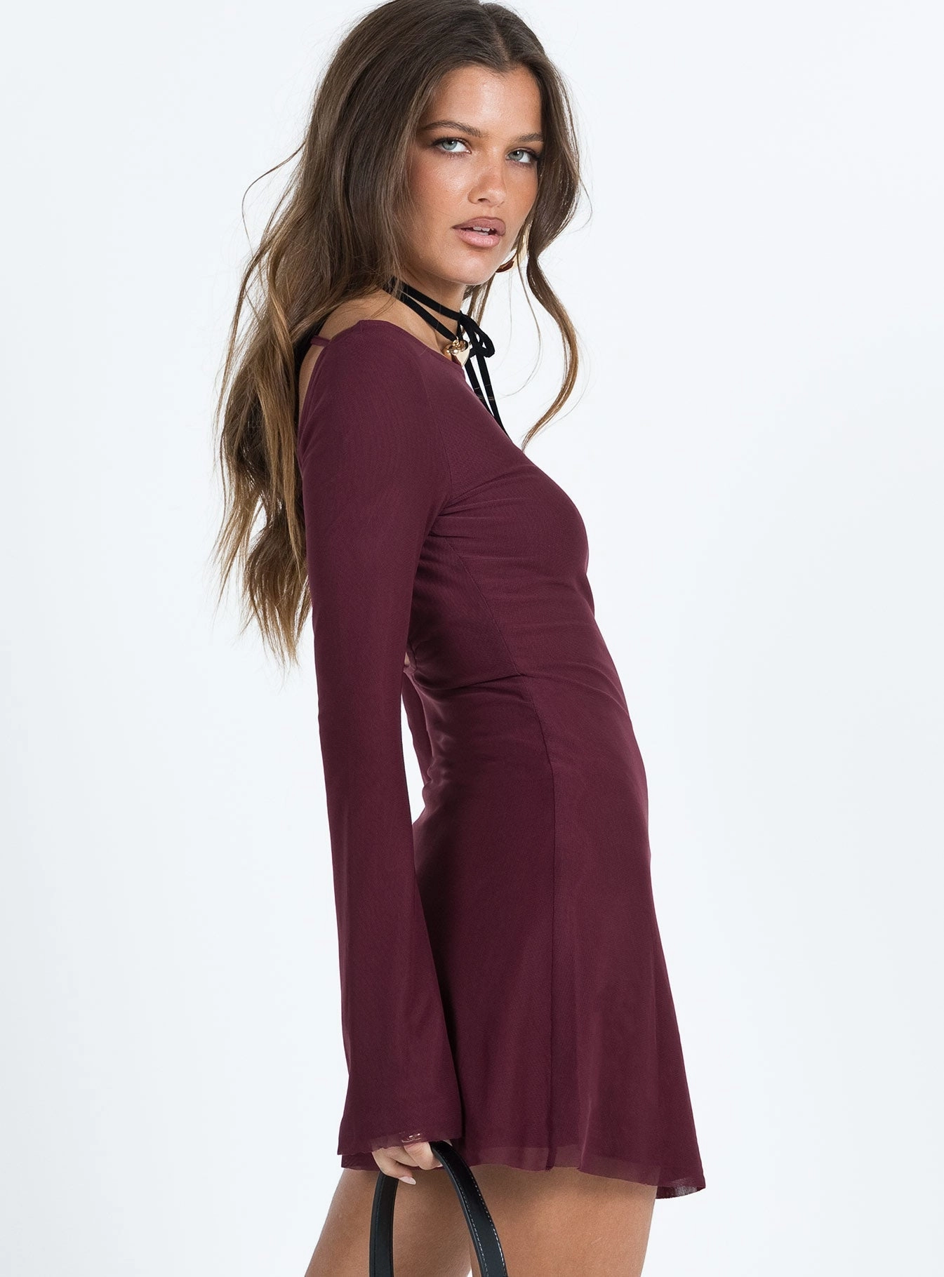 Lukea Long Sleeve Mini Dress Mauve Hot Now