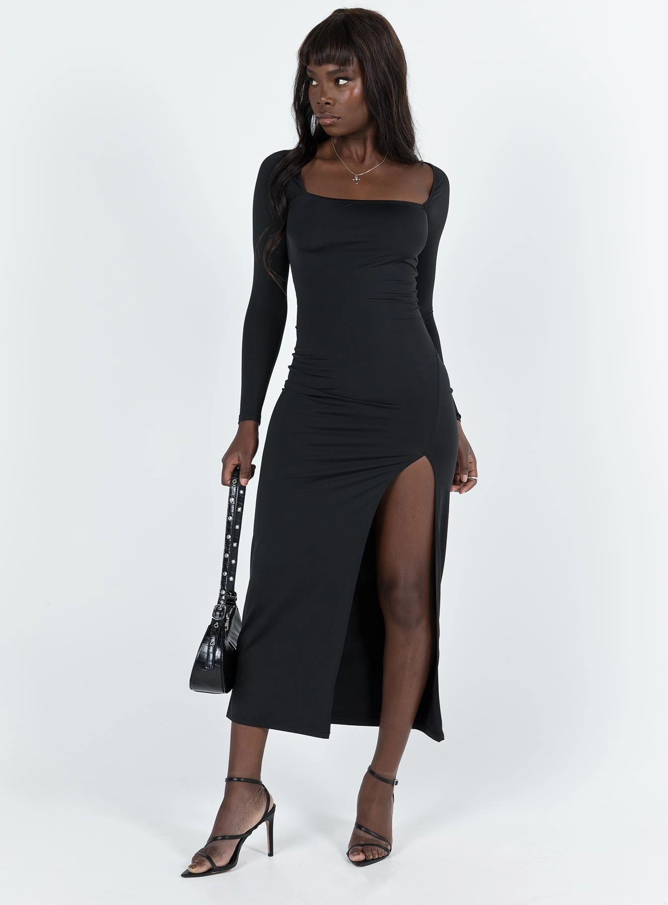 Hayward Long Sleeve Midi Dress Black Travel-Essential